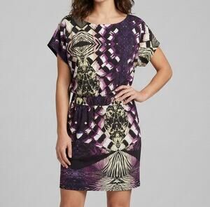 BCBGeneration Medium Dress Flutter Sleeve Geometric Print